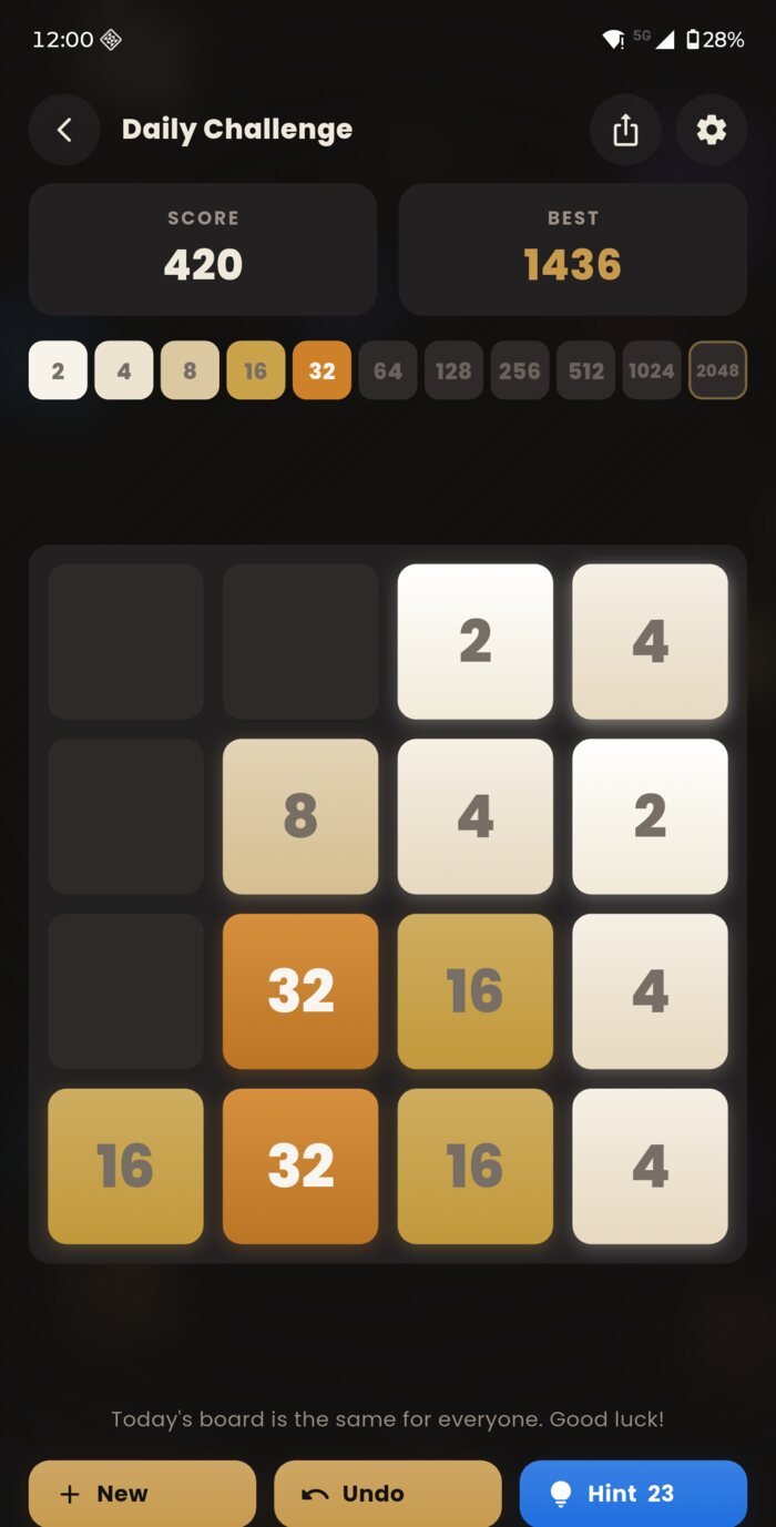 The Daily Challenge board with the current streak displayed